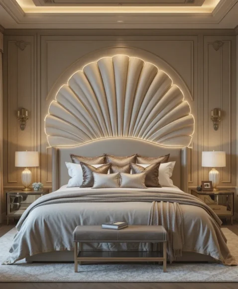 Fan-Shaped Headboard Drama