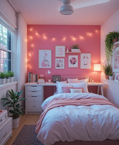 Hot Pink Accent Wall Dorm