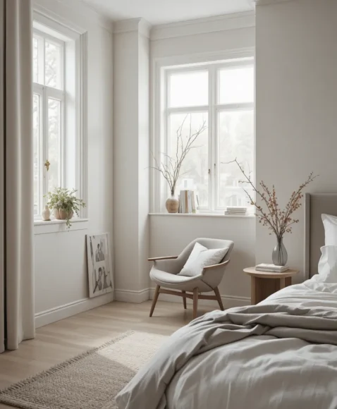 Minimalist Reading Nook in Bedroom
