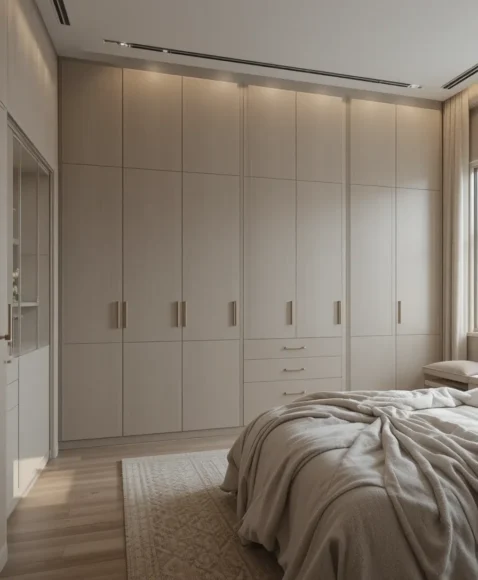 Neutral-Tone Built-In Closet Wall