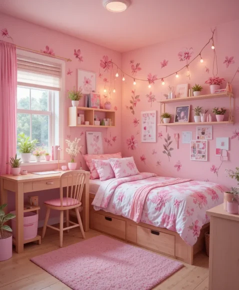 Pink Floral Dorm Theme