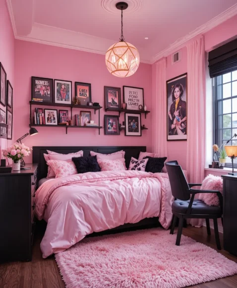 Pink and Black Chic Dorm Style