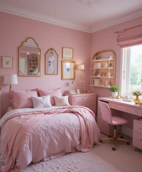 Pink and Gold Glam Dorm Room