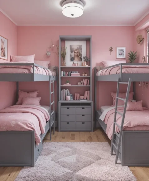 Pink and Gray Modern Dorm