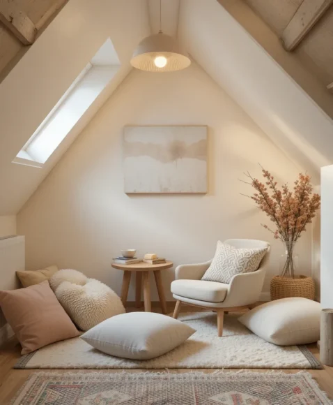 Reading Nook Under Sloped Ceiling
