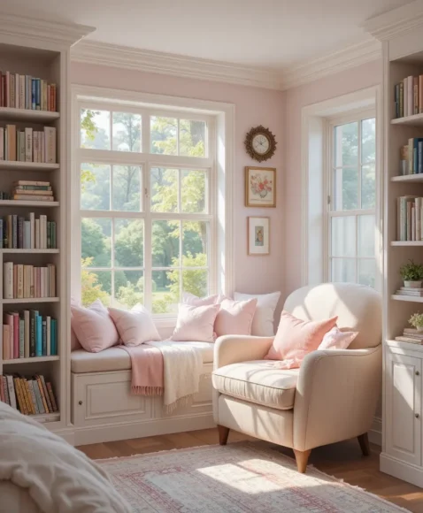 Reading Nook with Soft Pastel Accents