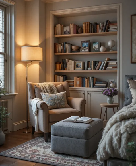 Reading Nook with Storage Ottoman