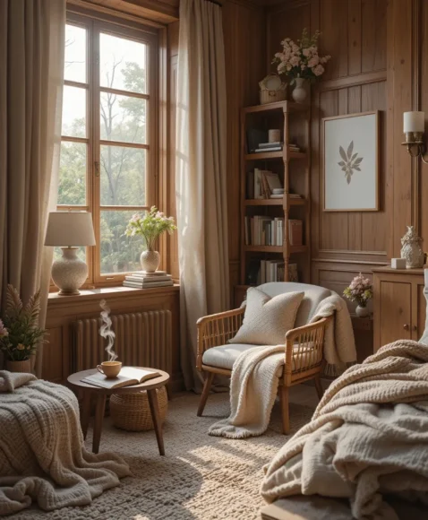 Reading Nook with Wooden Accents