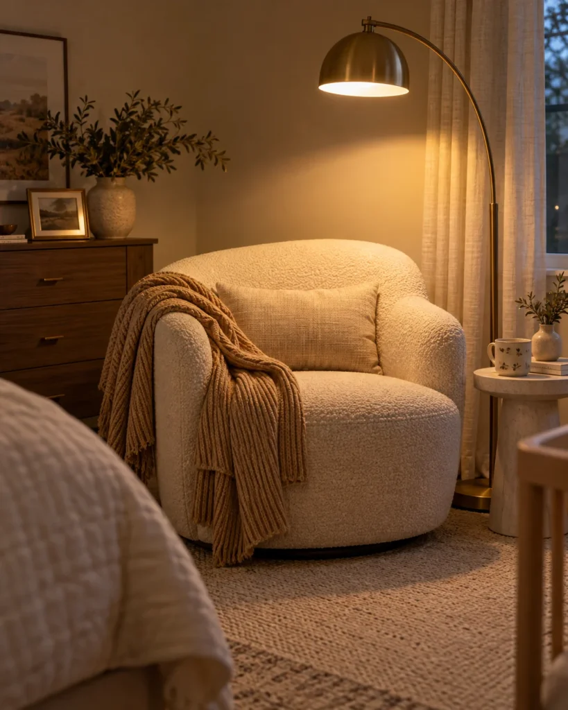 Corner Swivel Glider with Task Floor Lamp