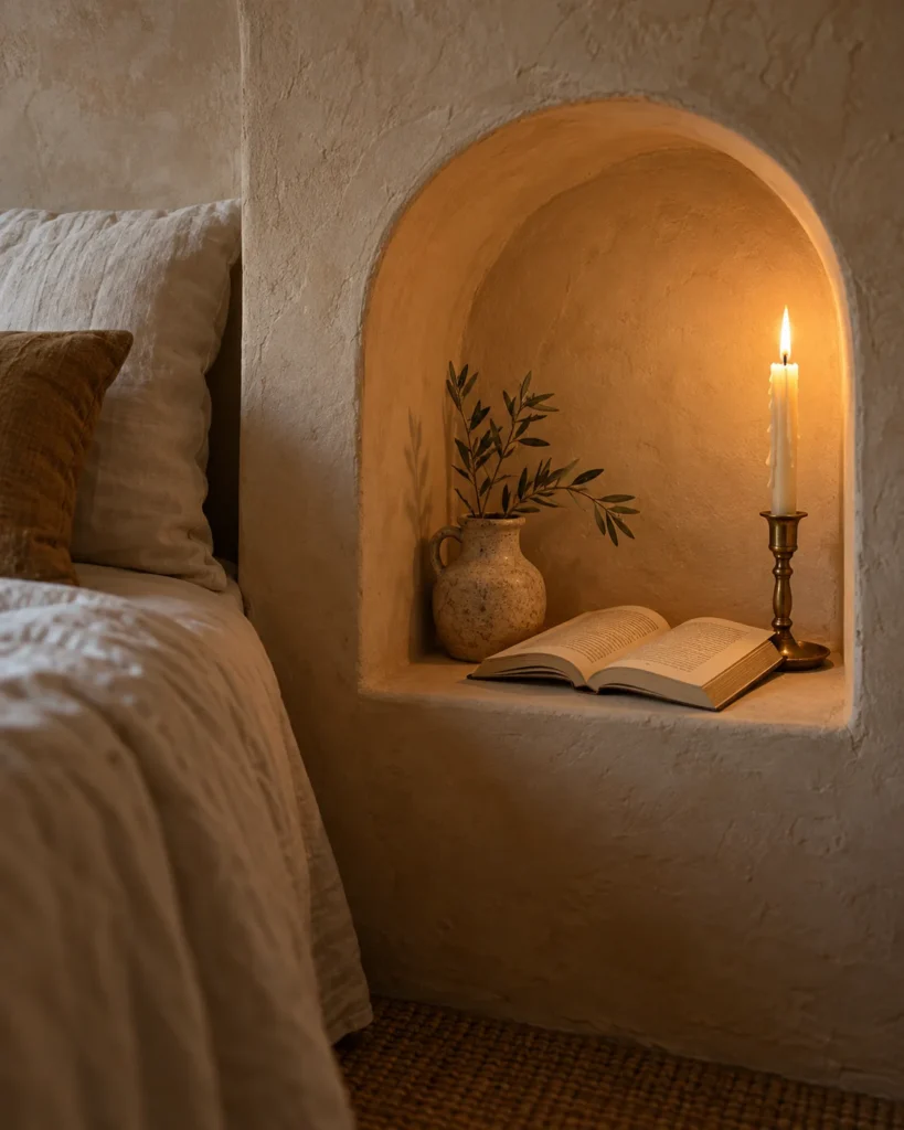 Curved Plaster Bedside Wall Niches