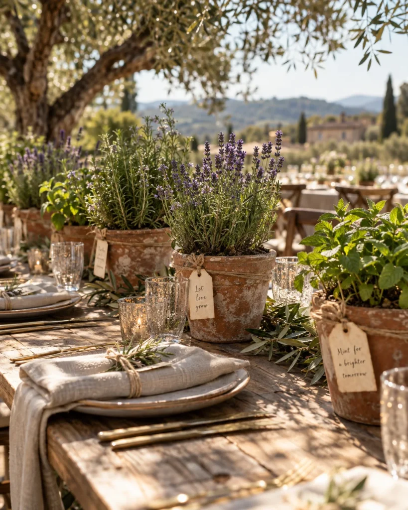 Fragrant Potted Herb Centerpieces