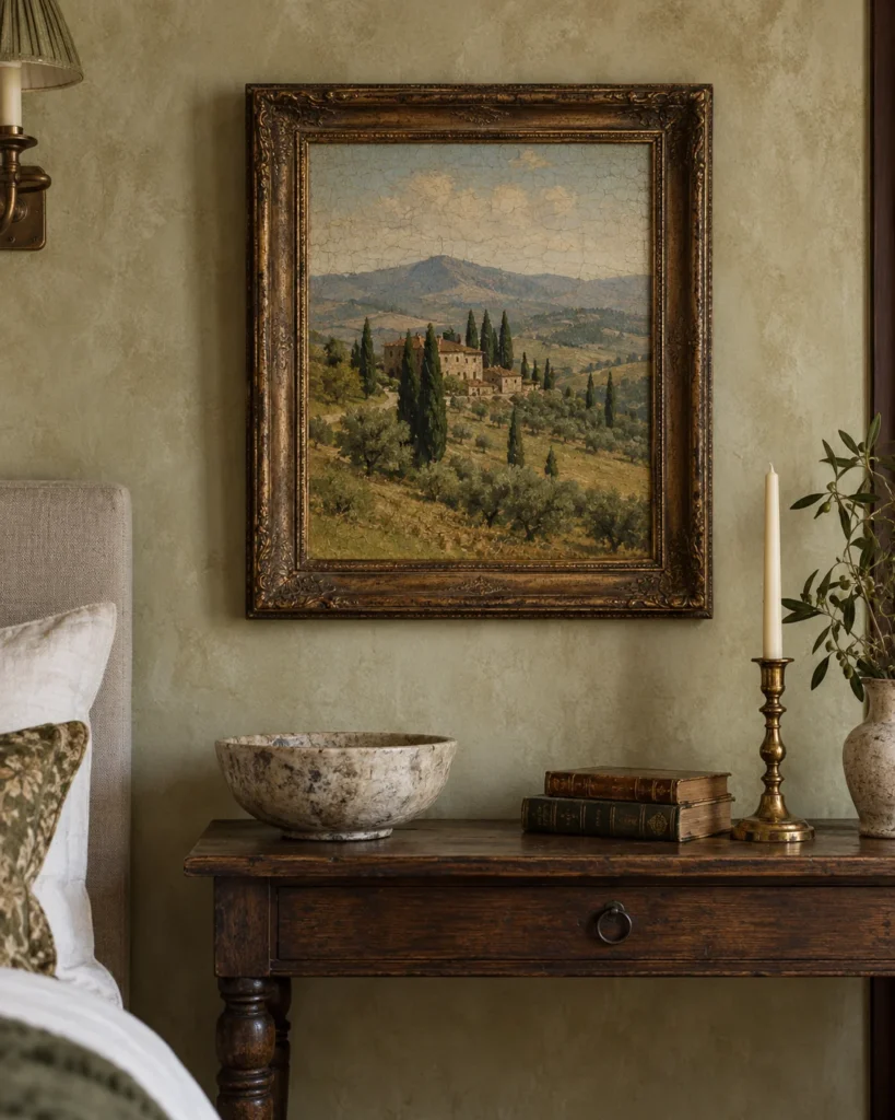 Framed Vintage Italian Landscape Oil Painting