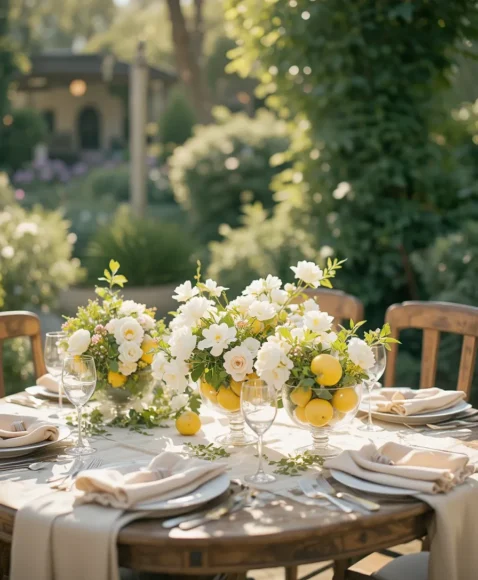 Lemon and White Garden Table
