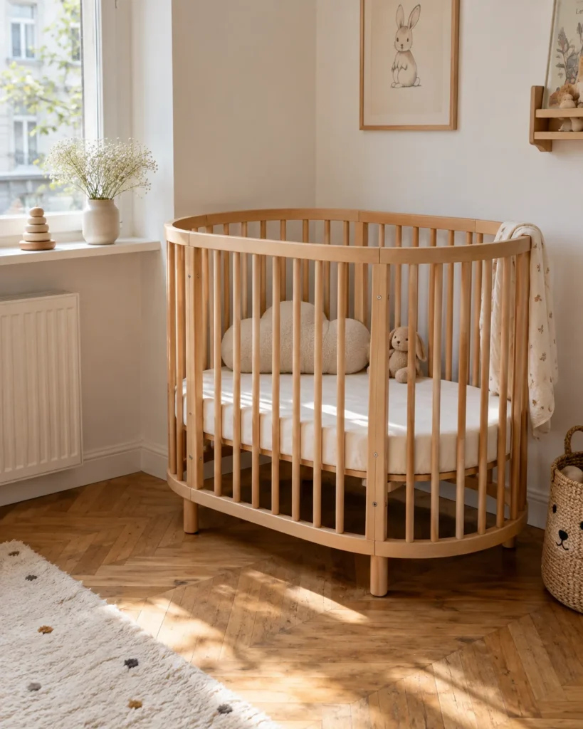 Minimalist Scandinavian Oval Mini-Crib