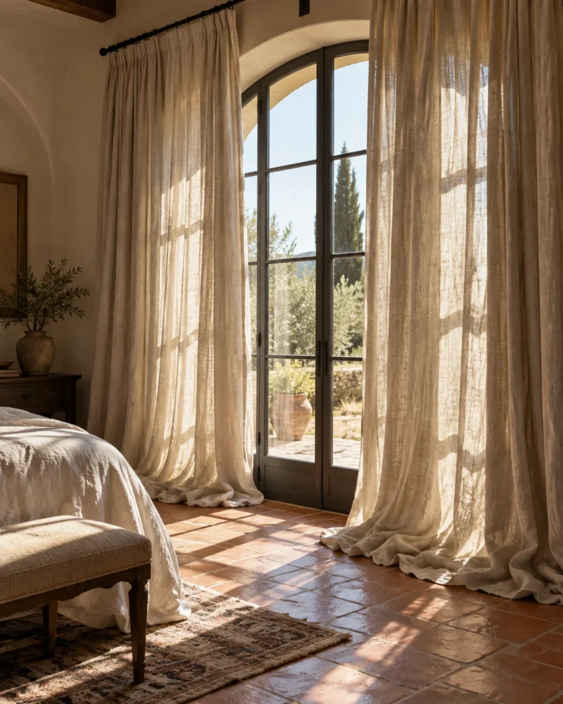 Puddled Raw Oatmeal Linen Curtains