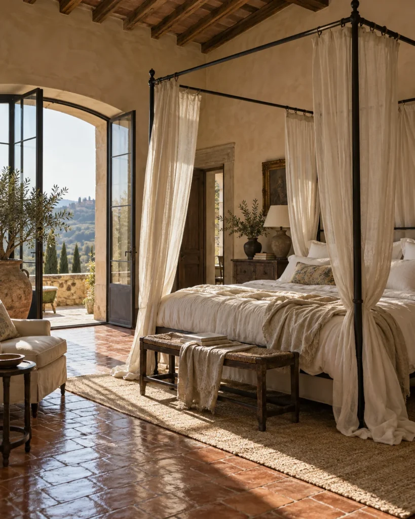 Slender Wrought-Iron Canopy Bed