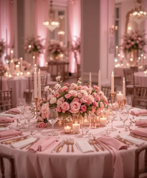 Soft Pink Monochrome Table Design