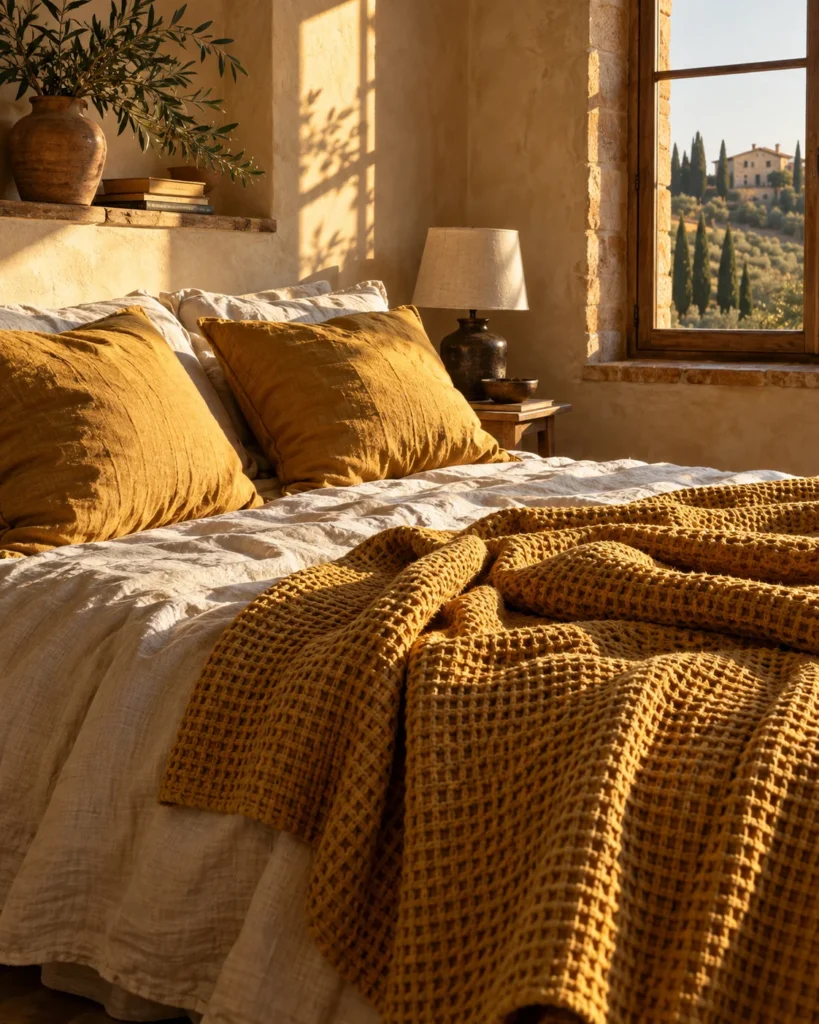 Sunbaked Ochre & Mustard Waffle Accents