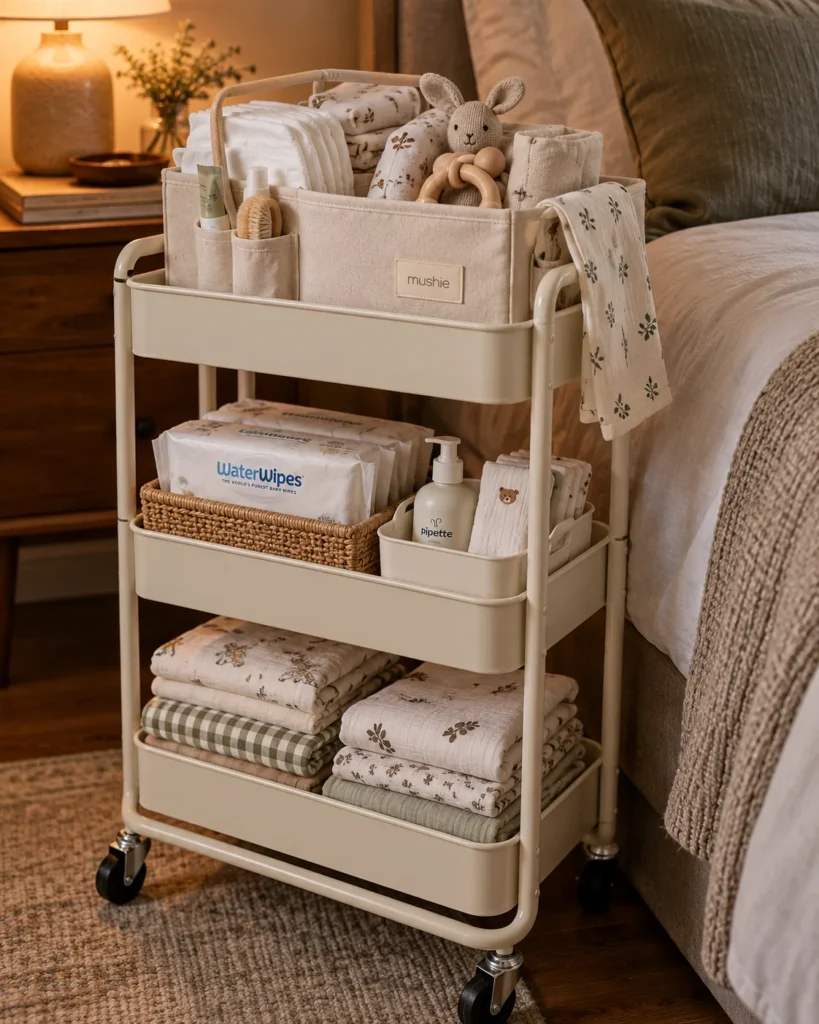 Tier Rolling Diaper Utility Cart