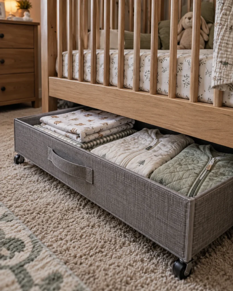Under-Crib Concealed Rolling Drawers