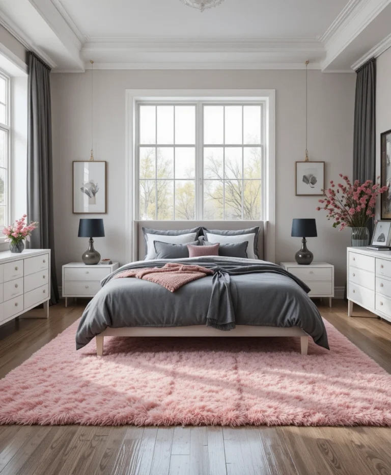 Pink Gray Black and White Bedroom Ideas