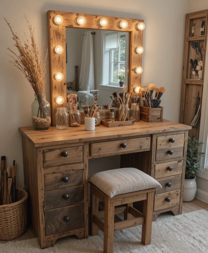 Vanity with Mason Jar Storage