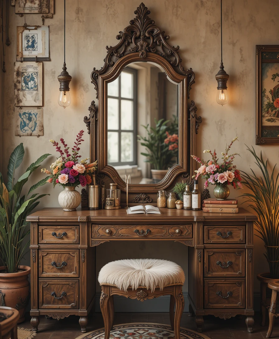 Vanity with Vintage Mirror