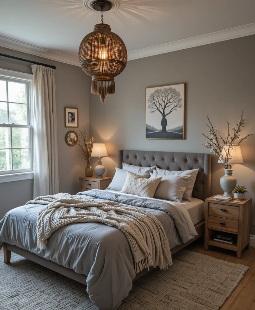 Boho Lantern Lighting With Soft Grey Decor