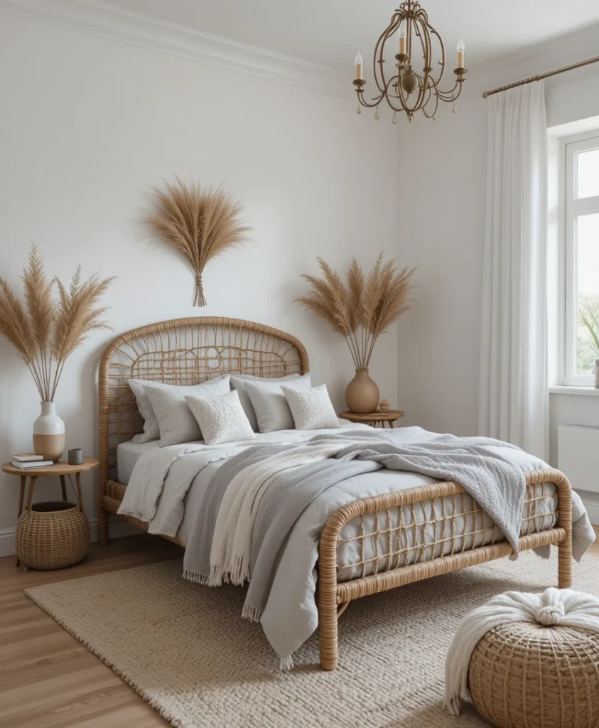 Grey Rattan Bed Frame for Natural Charm