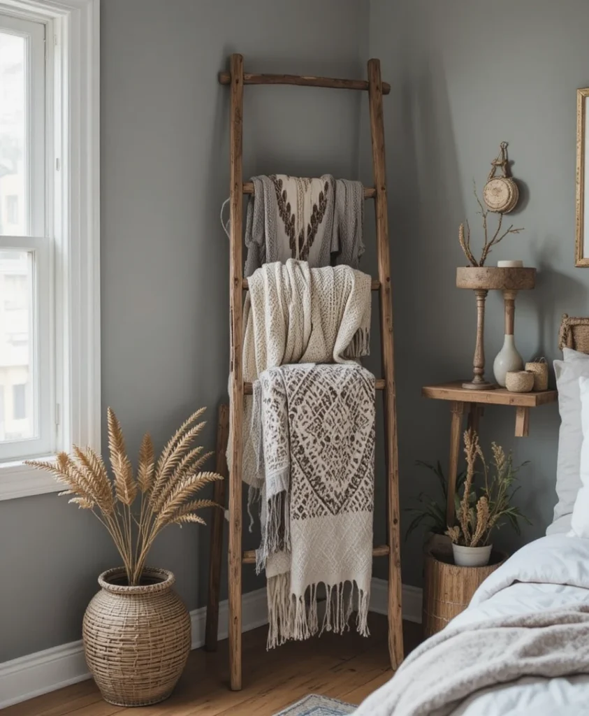 Natural Wood Ladder for Blankets