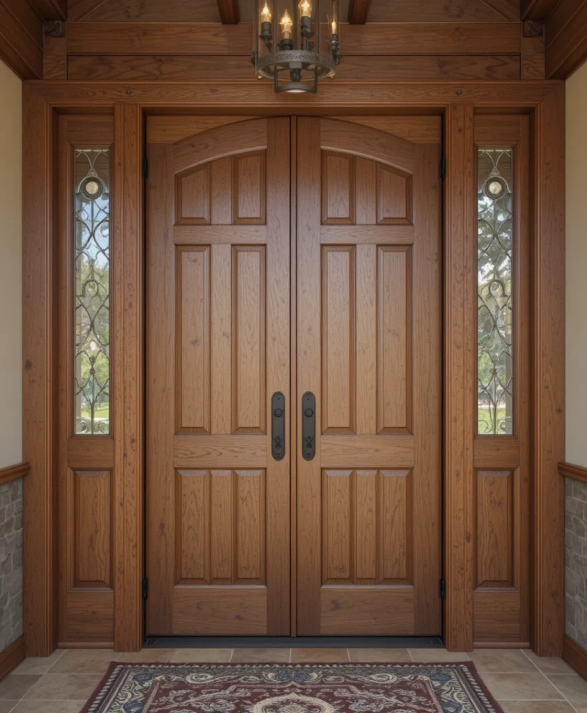 Solid Wood Front Door with Iron Hardware