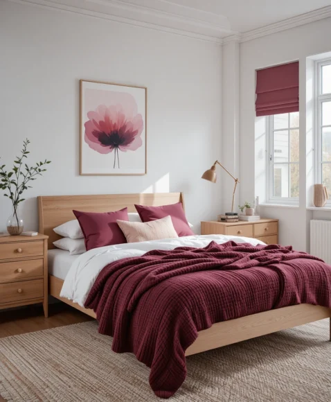  Burgundy and Pink Bedroom