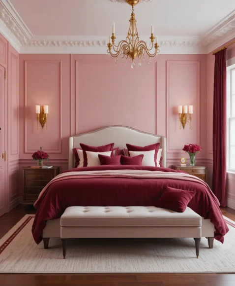  Burgundy and Pink Bedroom