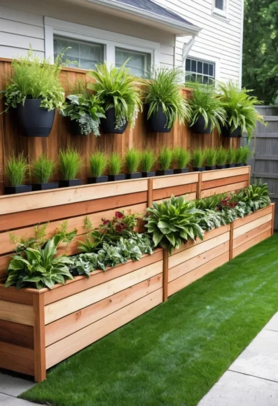 Privacy Fence with Planters