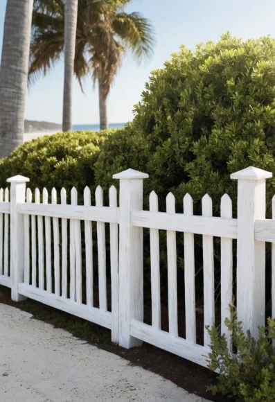 Whitewashed Wooden Fence
