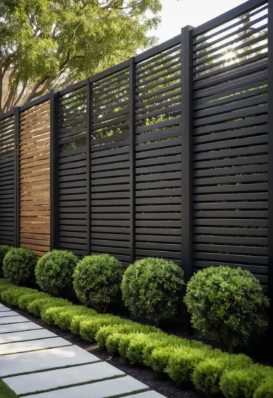 Modern Slatted Privacy Fence