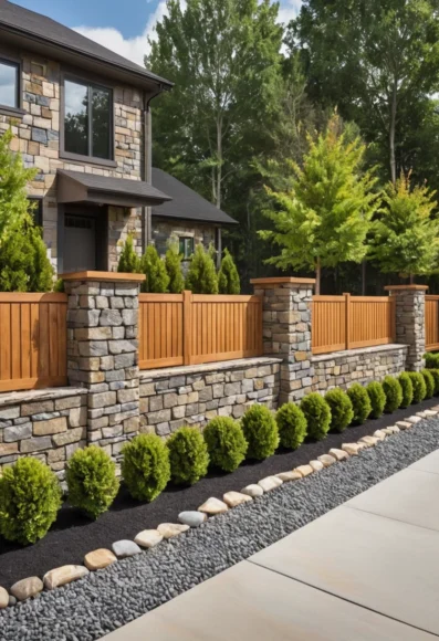 Stone and Wood Fence