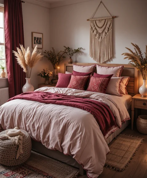  Burgundy and Pink Bedroom
