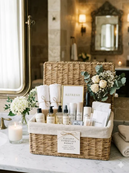 Elegant Essentials Basket with Neutral Theme