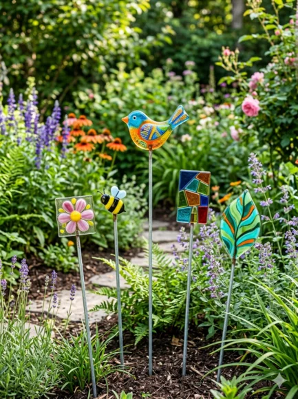 Fused Glass Garden Stakes for Pop of Color