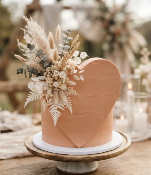Boho Wildflower Heart Cake