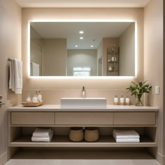 Backlit Mirror for a Soft Glow Effect