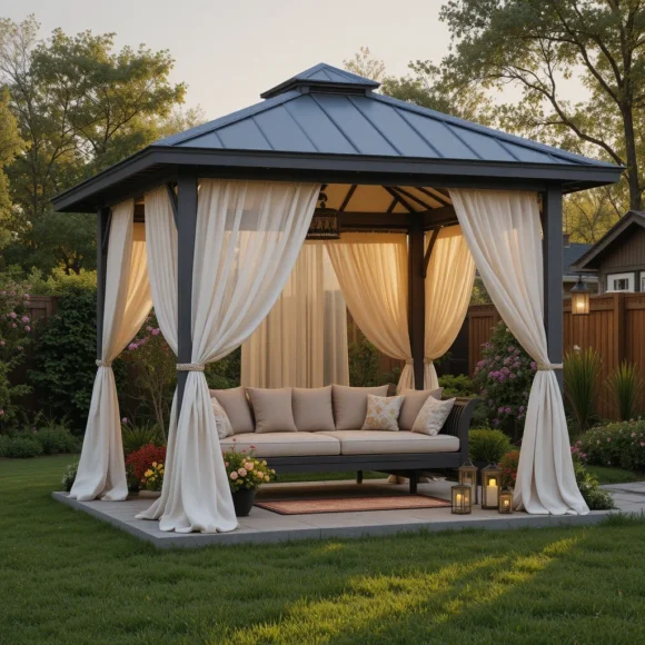 Backyard Gazebo with Curtains