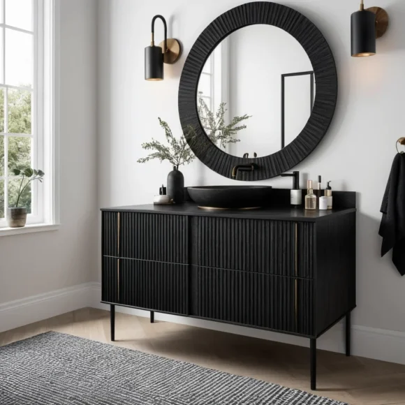 Black Fluted Oak Drawer Vanity