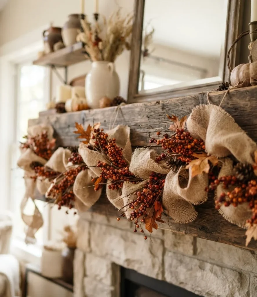 Burlap and Dried Berry Garland