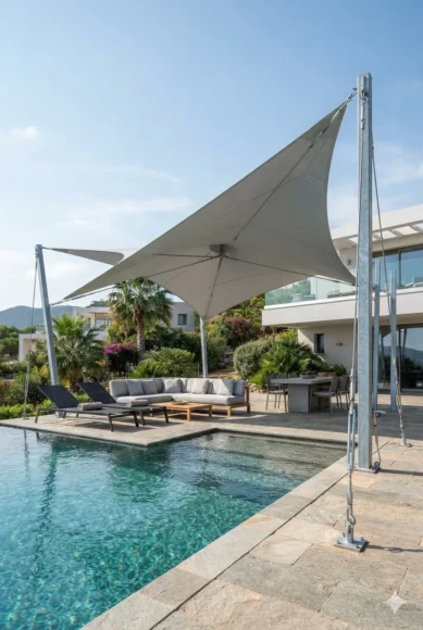 Cable-Mounted Sail Canopy