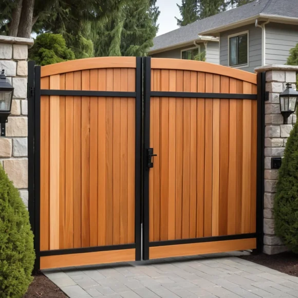 Cedar Inlaid Dual Swing Gate