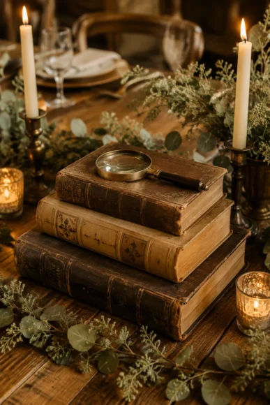 Classic Stacked Vintage Book Display