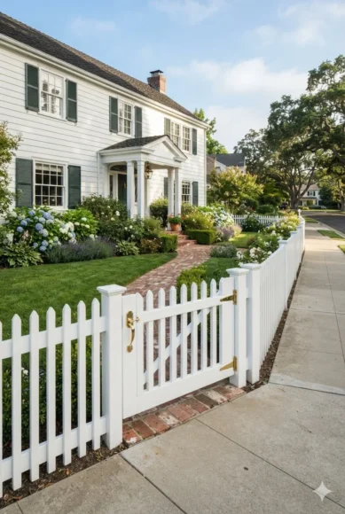 Classic White Picket Fence