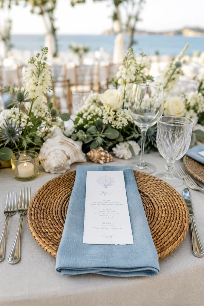Coastal Linen & Woven Rattan Charger Setting